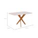 Mesa de Jantar Retangular com Tampo de Vidro Cacau Off White e Madeira 130 cm