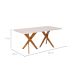 Mesa de Jantar Retangular com Tampo de Vidro Cacau Off White e Madeira 180 cm