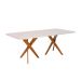 Mesa de Jantar Retangular com Tampo de Vidro Cacau Off White e Madeira 210 cm