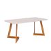 Mesa de Jantar Retangular com Tampo de Vidro Caju Off White e Madeira 180 cm