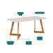 Mesa de Jantar Retangular com Tampo de Vidro Caju Off White e Madeira 180 cm