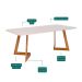 Mesa de Jantar Retangular com Tampo de Vidro Caju Off White e Madeira 210 cm