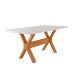 Mesa de Jantar Retangular com Tampo de Vidro Cecília Off White e Cinamomo 180 cm