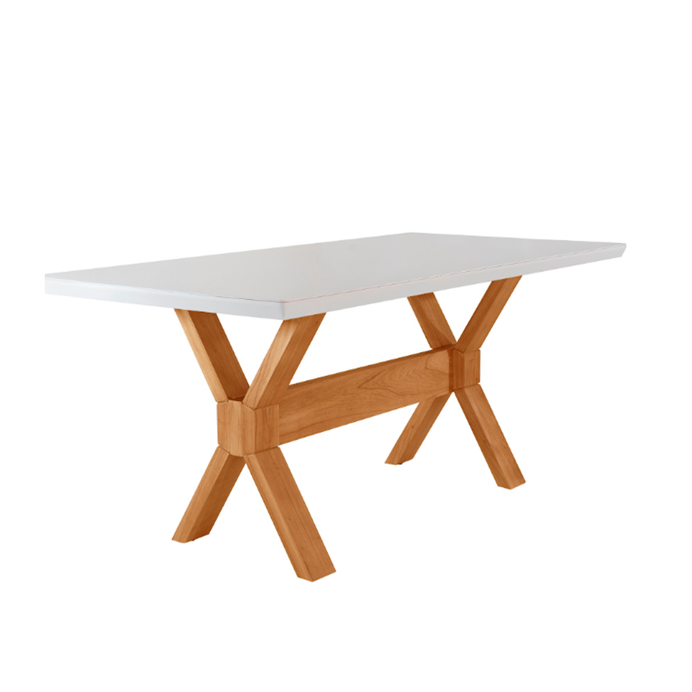 Mesa de Jantar Retangular com Tampo de Vidro Cecília Off White e Cinamomo 180 cm