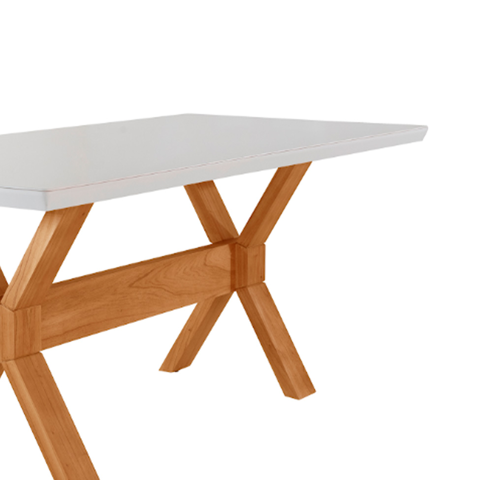 Mesa de Jantar Retangular com Tampo de Vidro Cecília Off White e Cinamomo 180 cm
