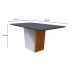 Mesa de Jantar Retangular com Tampo de Vidro Cinza Veneza Off White e Ype 160 cm