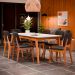 Mesa de Jantar Retangular com Tampo de Vidro Detroit Off White e Nature 180 cm