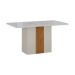Mesa de Jantar Retangular com Tampo de Vidro Doha Off White e Amadeirado 120 cm