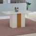 Mesa de Jantar Retangular com Tampo de Vidro Doha Off White e Amadeirado 120 cm