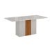 Mesa de Jantar Retangular com Tampo de Vidro Doha Off White e Amadeirado 160 cm