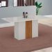 Mesa de Jantar Retangular com Tampo de Vidro Doha Off White e Amadeirado 160 cm