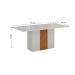 Mesa de Jantar Retangular com Tampo de Vidro Doha Off White e Amadeirado 160 cm
