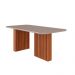 Mesa de Jantar Retangular com Tampo de Vidro Ester Cinamomo e Off White 180 cm