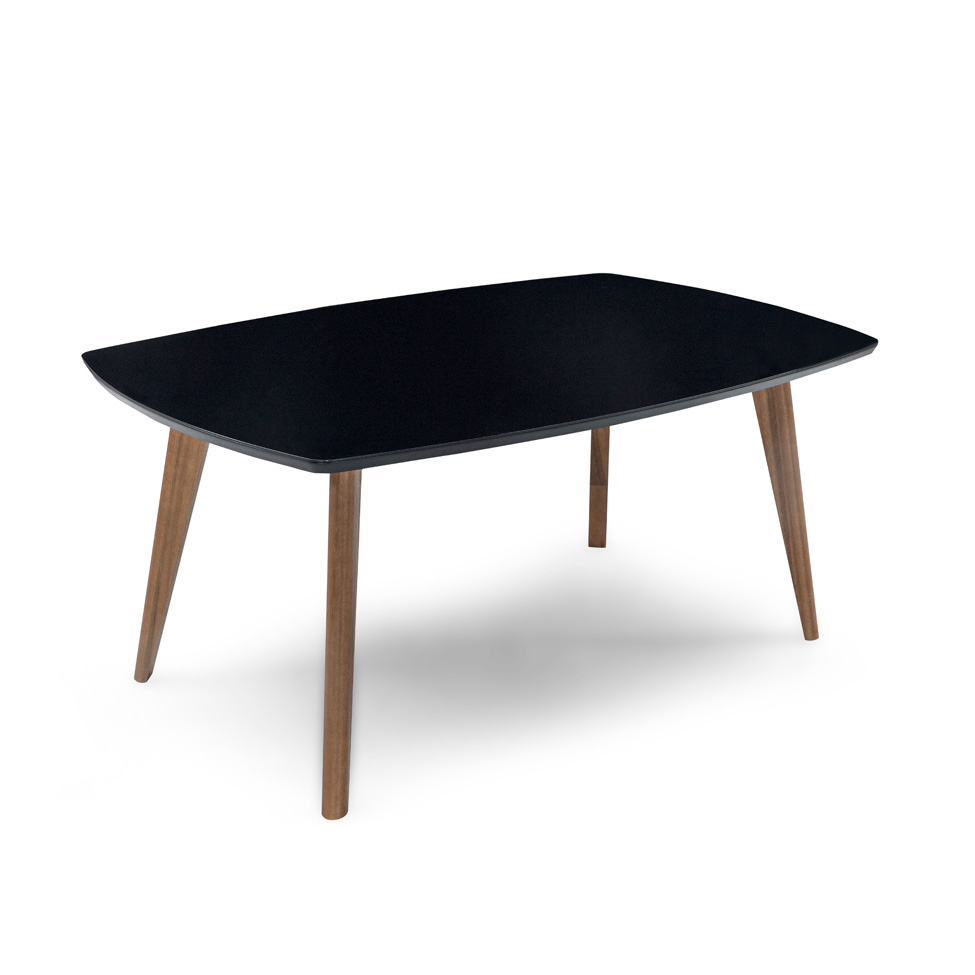Mesa de Jantar Retangular com Tampo de Vidro Florencia Preto e Amêndoa 170 cm