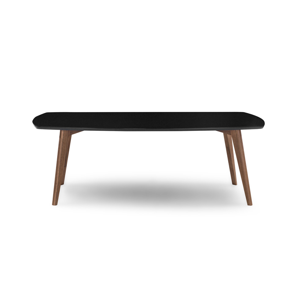 Mesa de Jantar Retangular com Tampo de Vidro Florencia Preto e Amêndoa 220 cm