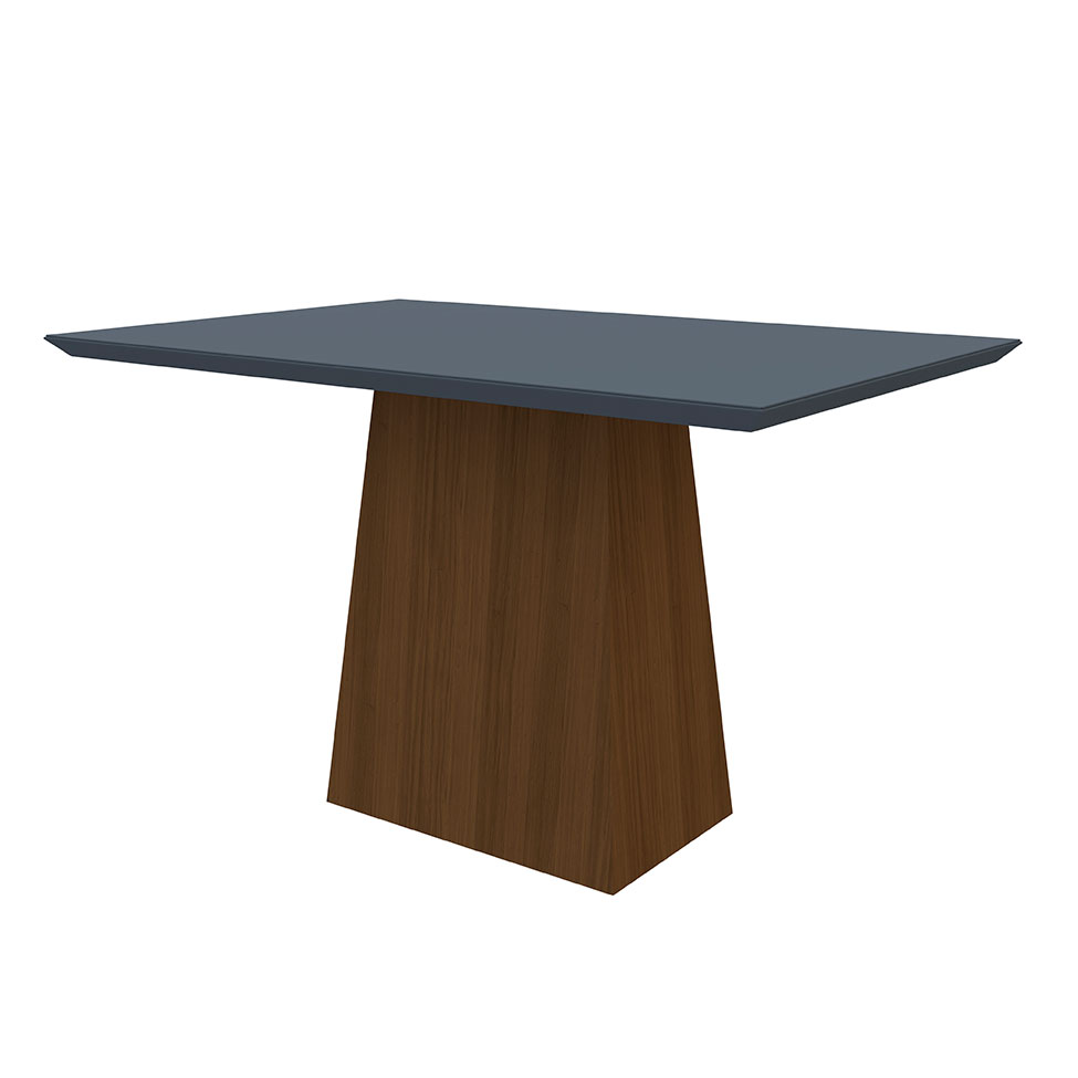 Mesa de Jantar Retangular com Tampo de Vidro Jasmin Cinza e Imbuia 120 cm
