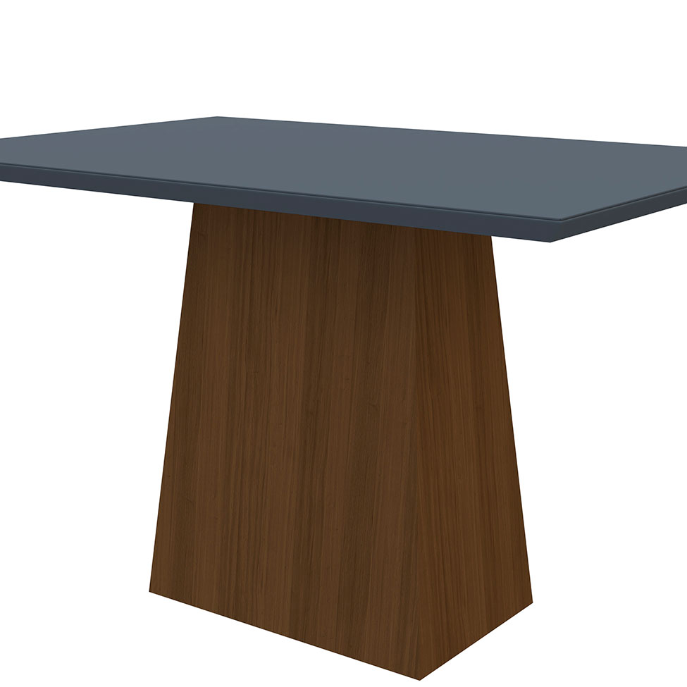 Mesa de Jantar Retangular com Tampo de Vidro Jasmin Cinza e Imbuia 120 cm