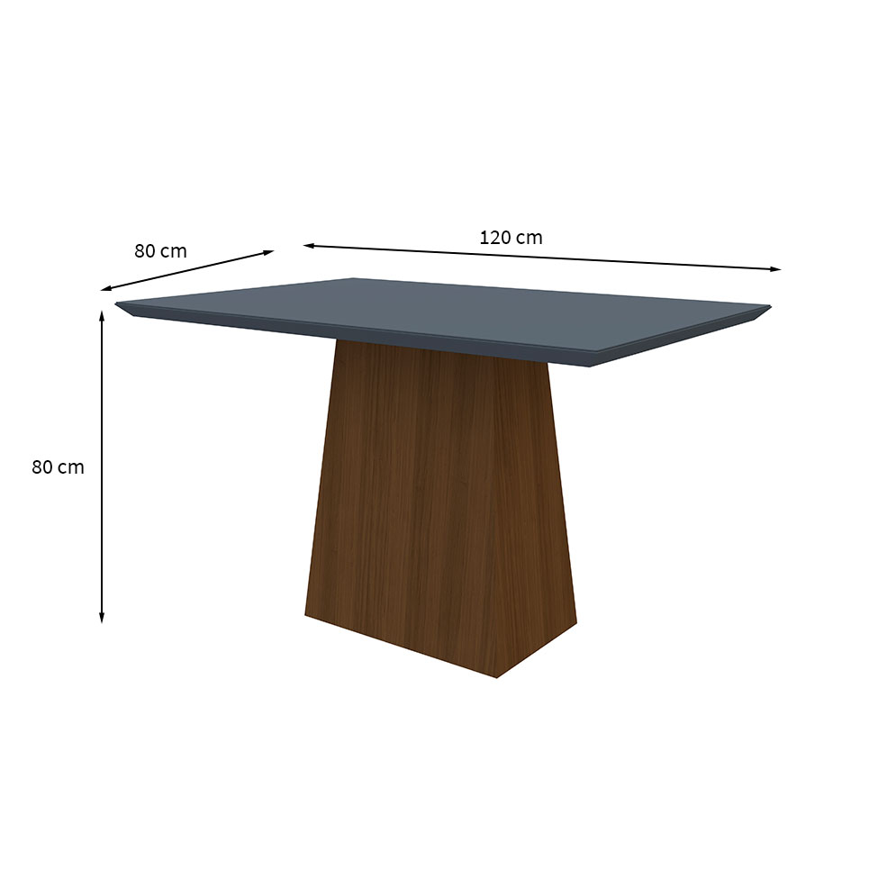 Mesa de Jantar Retangular com Tampo de Vidro Jasmin Cinza e Imbuia 120 cm