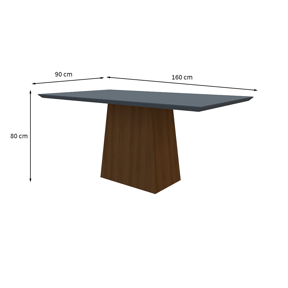 Mesa de Jantar Retangular com Tampo de Vidro Jasmin Cinza e Imbuia 160 cm