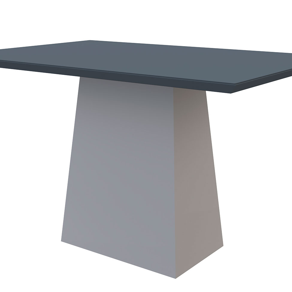 Mesa de Jantar Retangular com Tampo de Vidro Jasmin Cinza e Off White 120 cm