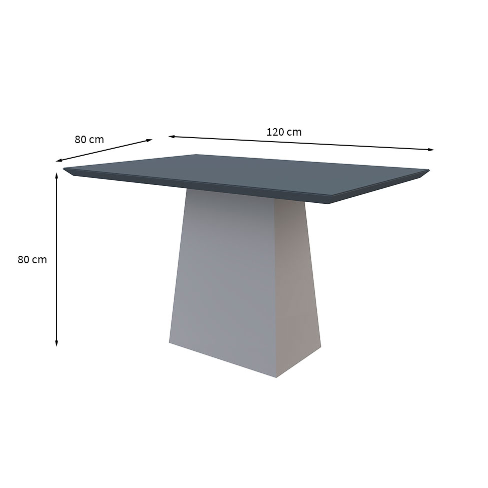 Mesa de Jantar Retangular com Tampo de Vidro Jasmin Cinza e Off White 120 cm