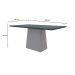 Mesa de Jantar Retangular com Tampo de Vidro Jasmin Cinza e Off White 160 cm