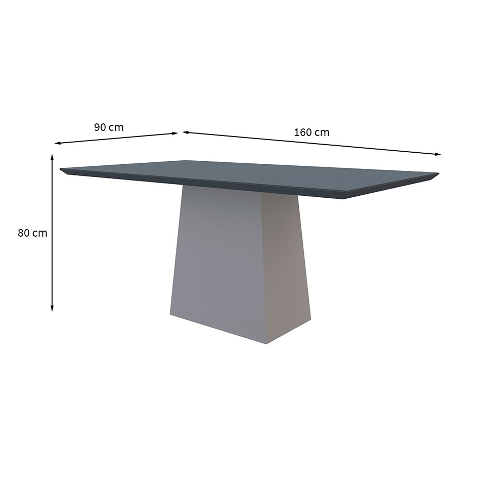 Mesa de Jantar Retangular com Tampo de Vidro Jasmin Cinza e Off White 160 cm