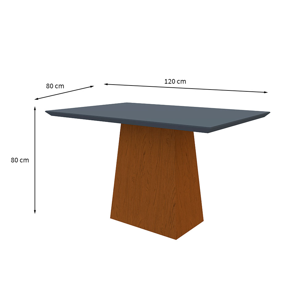 Mesa de Jantar Retangular com Tampo de Vidro Jasmin Cinza e Ype 120 cm
