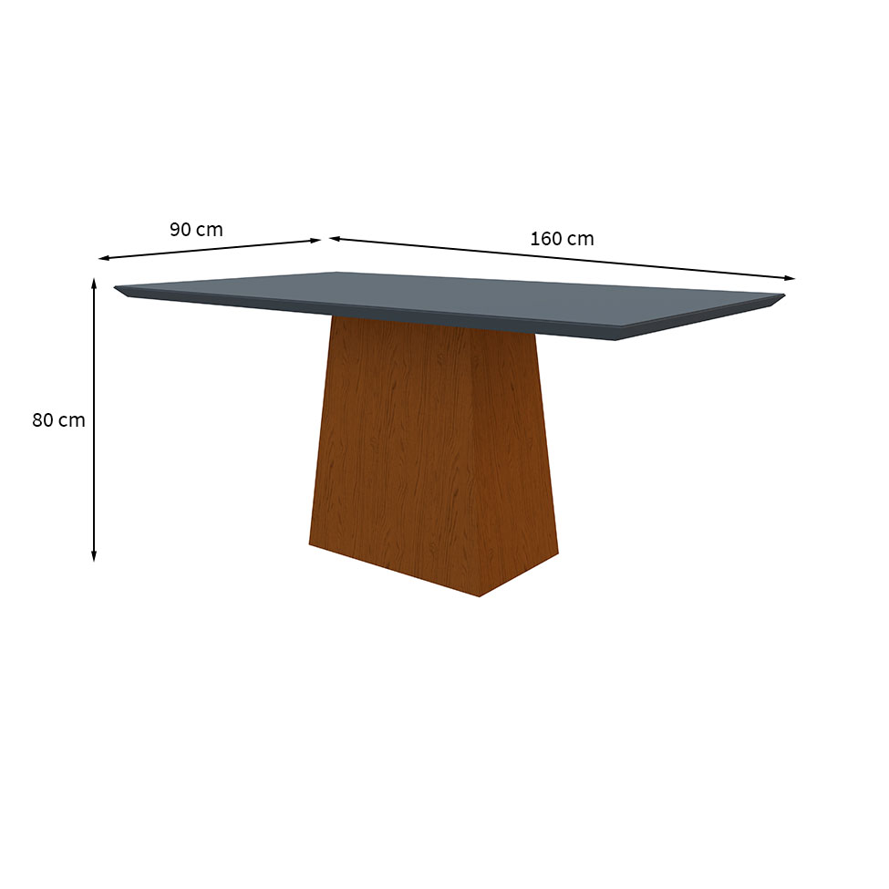 Mesa de Jantar Retangular com Tampo de Vidro Jasmin Cinza e Ype 160 cm