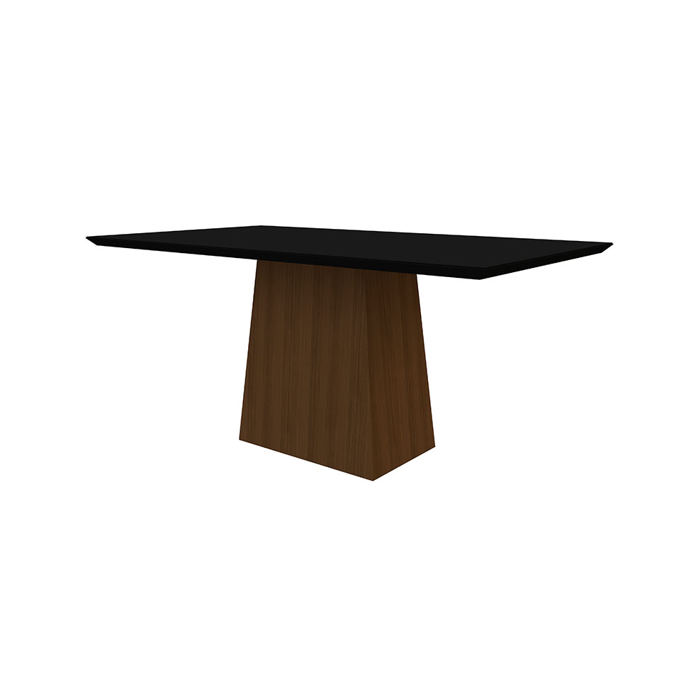 Mesa de Jantar Retangular com Tampo de Vidro Jasmin Preta e Imbuia 160 cm