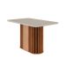 Mesa de Jantar Retangular com Tampo de Vidro Julieta Off White e Cinamomo 130 cm