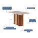 Mesa de Jantar Retangular com Tampo de Vidro Julieta Off White e Cinamomo 130 cm