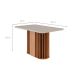 Mesa de Jantar Retangular com Tampo de Vidro Julieta Off White e Cinamomo 130 cm