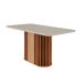 Mesa de Jantar Retangular com Tampo de Vidro Julieta Off White e Cinamomo 160 cm