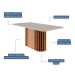 Mesa de Jantar Retangular com Tampo de Vidro Julieta Off White e Cinamomo 180 cm