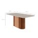 Mesa de Jantar Retangular com Tampo de Vidro Julieta Off White e Cinamomo 180 cm