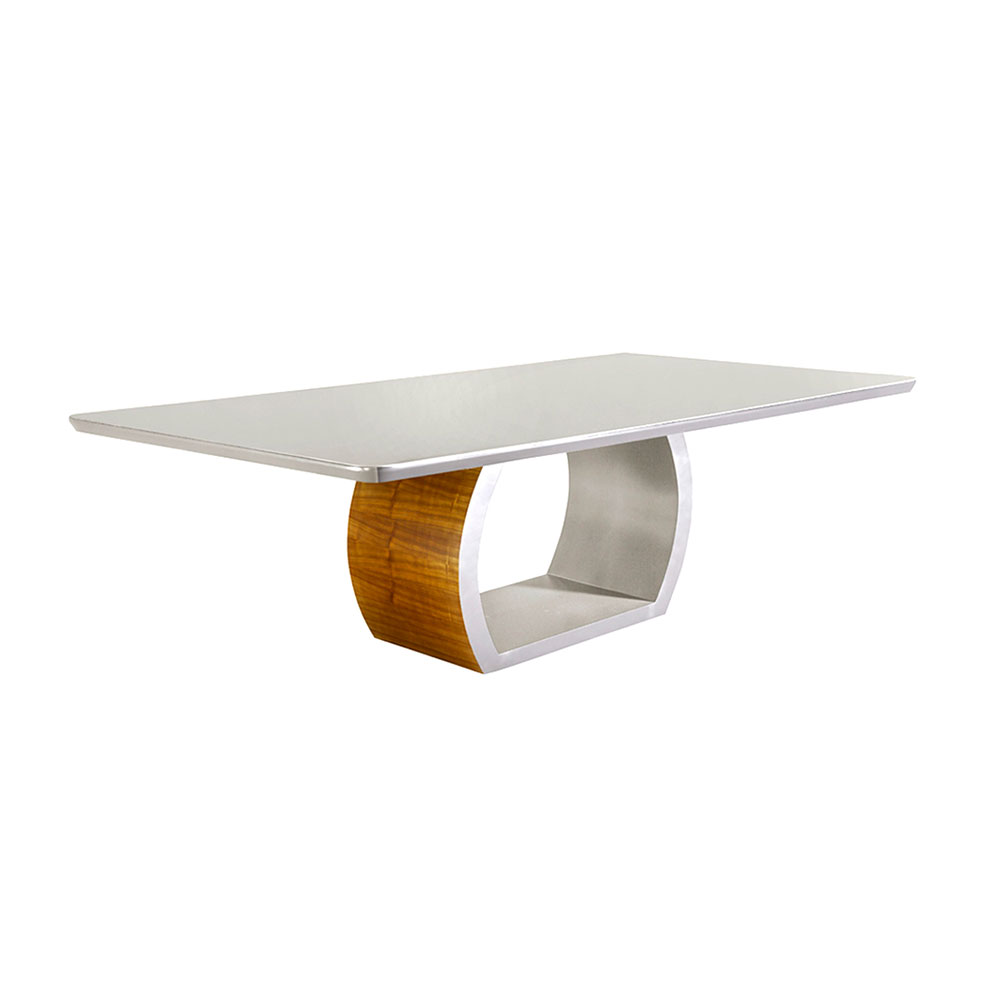 Mesa de Jantar Retangular com Tampo de Vidro Lavanda Cinamomo e Off White