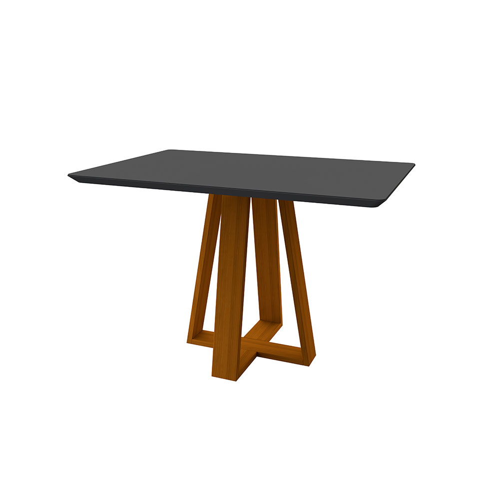 Mesa de Jantar Retangular com Tampo de Vidro Lectus Cinza e Ype 120 cm