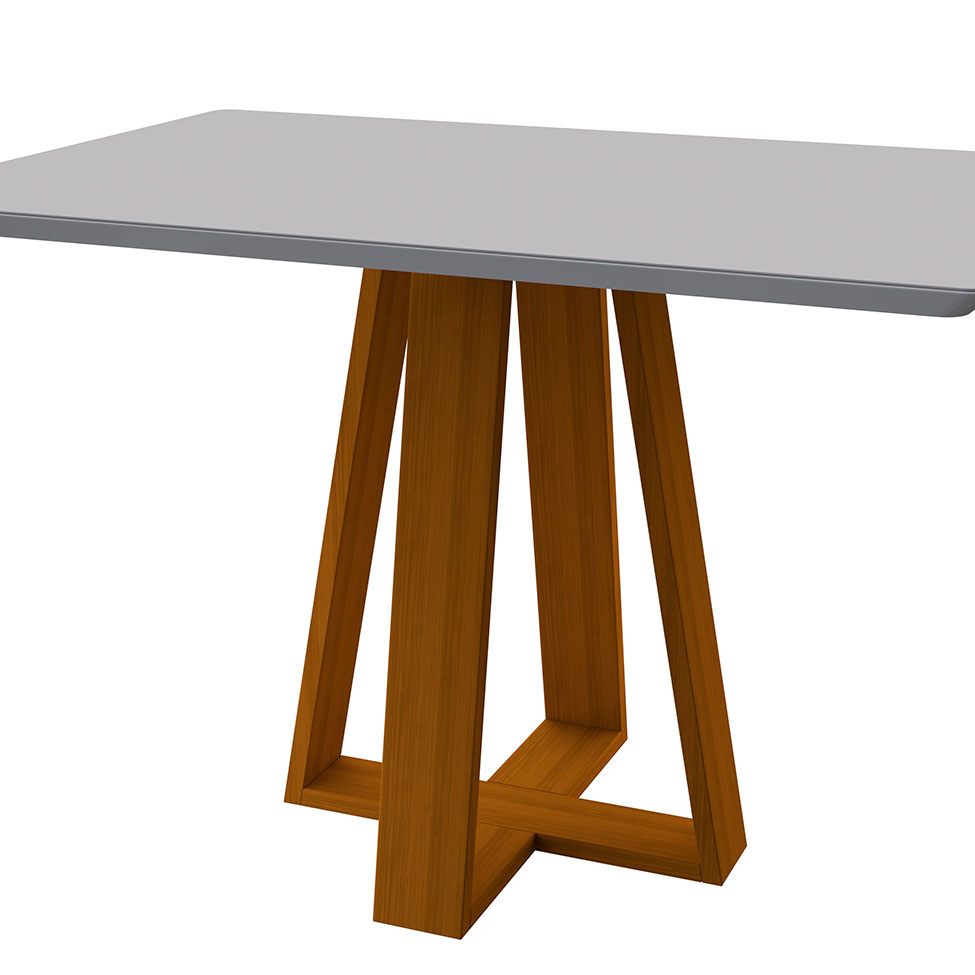 Mesa de Jantar Retangular com Tampo de Vidro Lectus Off White e Ype 120 cm