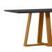 Mesa de Jantar Retangular com Tampo de Vidro Lectus Preto e Ipê 170 cm