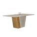 Mesa de Jantar Retangular com Tampo de Vidro Liz Off White e Freijó 180 cm