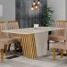 Mesa de Jantar Retangular com Tampo de Vidro Liz Off White e Freijó 180 cm