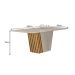 Mesa de Jantar Retangular com Tampo de Vidro Liz Off White e Freijó 180 cm