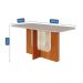 Mesa de Jantar Retangular com Tampo de Vidro Louise Cinamomo e Off White 160 cm