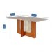 Mesa de Jantar Retangular com Tampo de Vidro Louise Cinamomo e Off White 180 cm