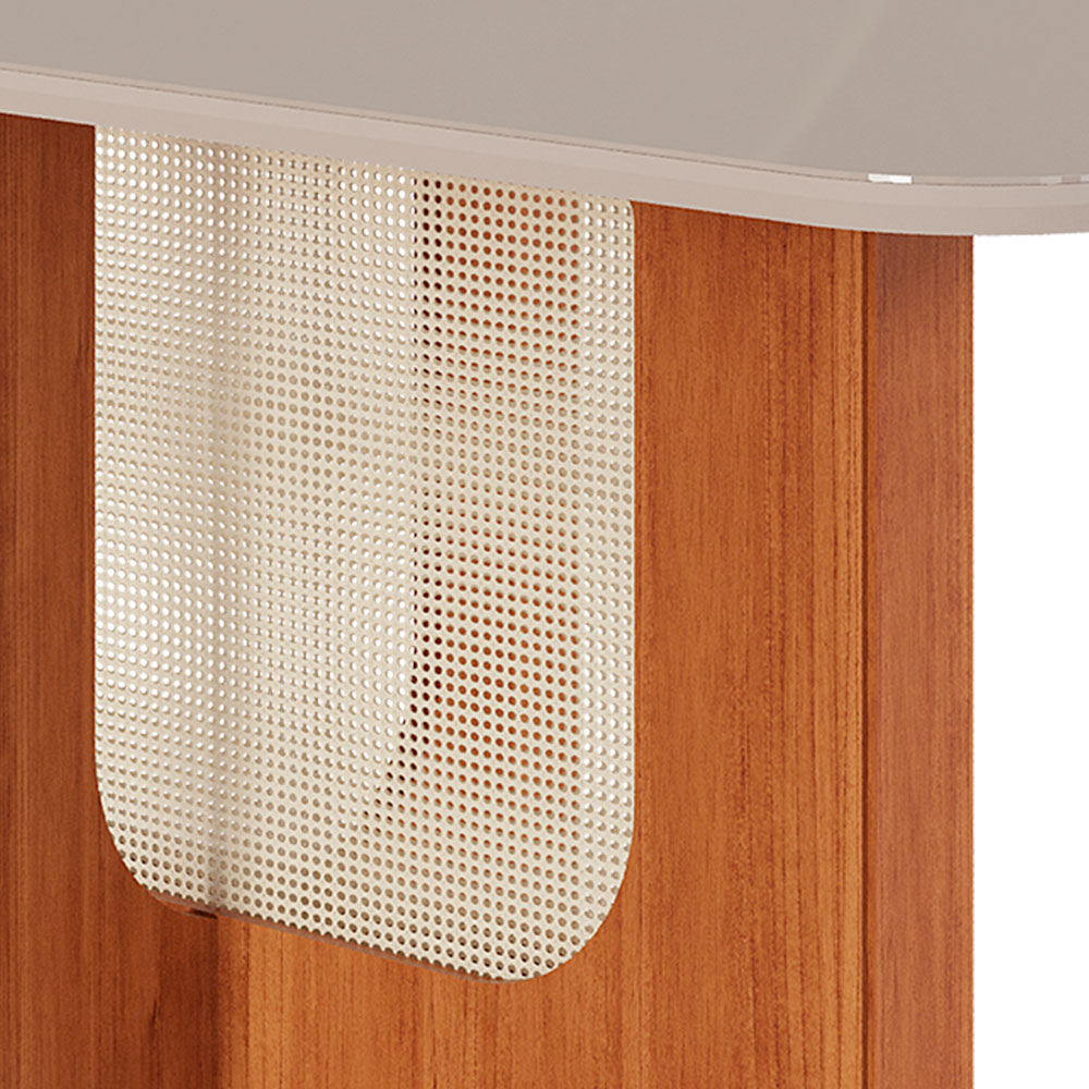 Mesa de Jantar Retangular com Tampo de Vidro Louise Cinamomo e Off White 180 cm