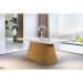 Mesa de Jantar Retangular com Tampo de Vidro Luna Imbuia e Off White