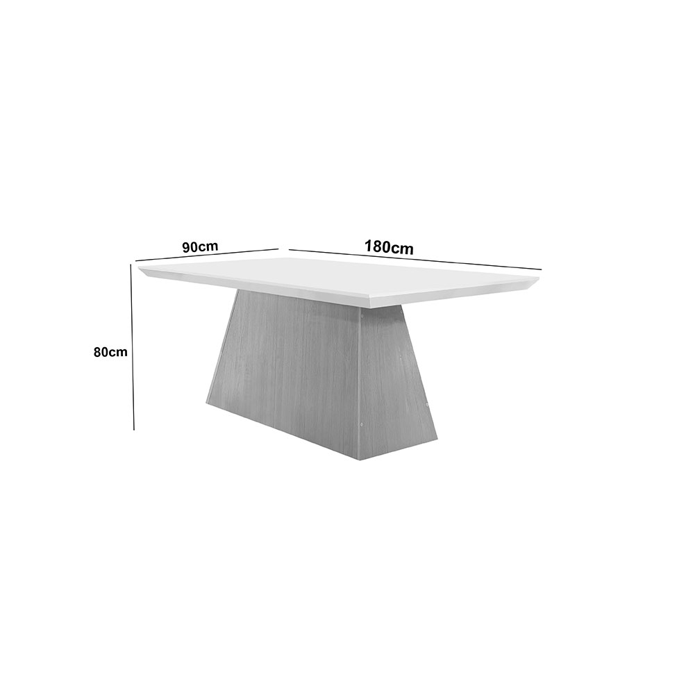 Mesa de Jantar Retangular com Tampo de Vidro Luna Imbuia e Off White