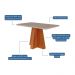 Mesa de Jantar Retangular com Tampo de Vidro Maite Cinamomo e Off White 130 cm