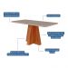Mesa de Jantar Retangular com Tampo de Vidro Maite Cinamomo e Off White 160 cm